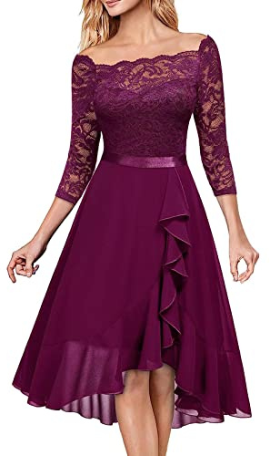 HAOLEI Vestito Matrimonio Donna Elegante in Pizzo Abito de Cerimonia Formale Lunghi Scollo a V Abiti Cerimonia Cocktail Mezze Maniche Abito da Sposa Taglie Forti Curvy Vestito Cerimonia con Corsetto