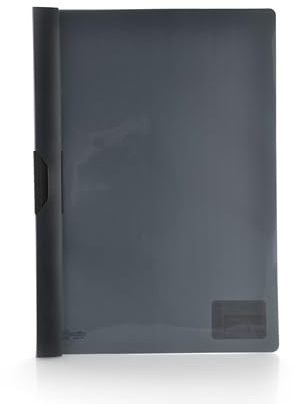 Office Box, 10er-Pack Clip-Mappen, A4, große Kapazität für bis zu 60 Blatt, mit Kunststoffklammer, transparenter Deckel und farbigem Gehäuse, hergestellt aus 100 % recycelbarem Polypropylen (schwarz)