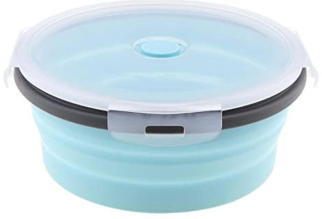 Werwing Ciotola pieghevole con coperchio, 800 ml, in silicone, per campeggio, escursionismo, ufficio e casa, adatta a microonde e frigorifero, senza BPA