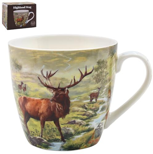 The Leonardo Collection Stag Large Breakfast Mug Macneil Studios, Tea and Coffee Mugs for Hot Drinks | Fine China Printed Mugs for Kitchen & Home | Reusable Ceramic Cups for Every Occasion