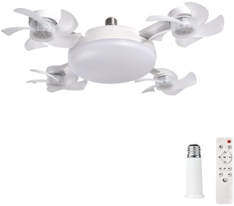 TOYZLY Drone Shaped Fan with Lights and Remote, 3 Speeds LED Ceiling Fans Light with 3 Color Light, E27 Universal Dimmable Small Ceiling Fan for Dining Room, Bedroom, Living Room (4 Heads) | 3 Speeds, LED with 3 Color Light, E27 Universal Dimmable, For Dining Room, Bedroom, Living Room
