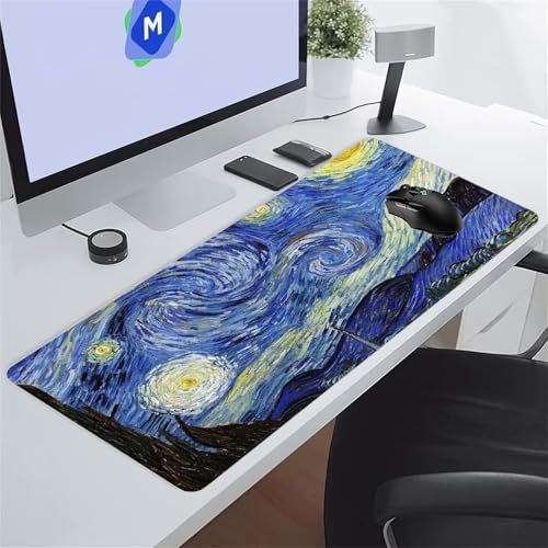 Tapis de Souris Gaming XXL Mouse Pad 1000x500x3 mm Tapis de Bureau Grande Taille avec Coutures sur Les Bords Grand Tapis de Souris pour Gamer, Ordinateur, PC (Nuit Étoilée)