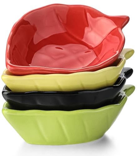 forkmannie Sauce Bowls Ceramic Ramekin Snack Dishes Small Serving Bowls for Dips (4 Colors)