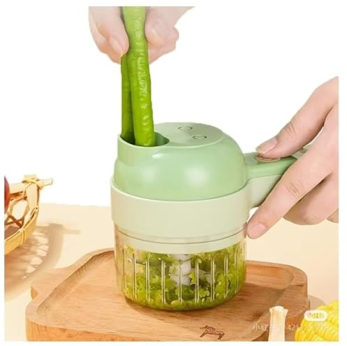 Mini Taglia Verdure,4-in-1 Set di Tritatutto da Cucina, Elettrico Mini Robot da Cucina Affetta, Multiuso da Cucina Lama in Tritatutto di Alimenti Cutter per Aglio Peperoncino Cipolla Sedano Carne