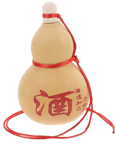 Vaguelly Vintage Chinese Gourd Bottle with Stopper, Large Gourd Wine Flask Featuring Traditional Carving Patterns, Easy to Grasp and Multifunctional, for Home Decoration and Beer Festival