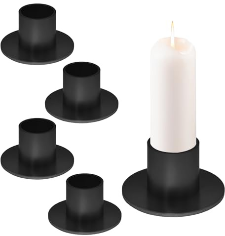 4 stycken ljusstakar för stavljus, ljushållare i svart metall, retro ljushållare, juldekoration, för ljus, halloweendekoration (svart)