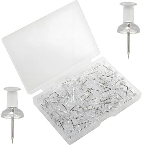 200 Stück Transparente Reißzwecken, Transparente Reißnagel mit Plastikbox Pinnadeln Pinnwand Nadeln für DIY, Bulletin Board, Kork Boards, Wandkarten