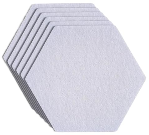 Panneaux Acoustiques Hexagonaux Panneaux muraux insonorisants auto-adhésifs en polyester, 6 pièces(Color 6,Large(30x15cm))