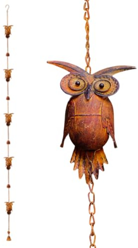 Genérico Cadenas Recogedoras de Agua para Exterior - Cadenas De Desagüe Ajustables 2.3 m con Diseño De Lechuza - Decoración De Jardín para Exterior Entradas Oficina Jardín