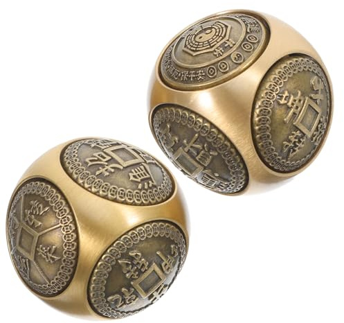 HAKIDZEL Chinesische Baoding Kugeln Elegante Dekoration 2 Stück aus Messing 36mm mit Sechsseitigen Reliefmustern zur Handtherapie der Durchblutung fürs Wohnzimmer