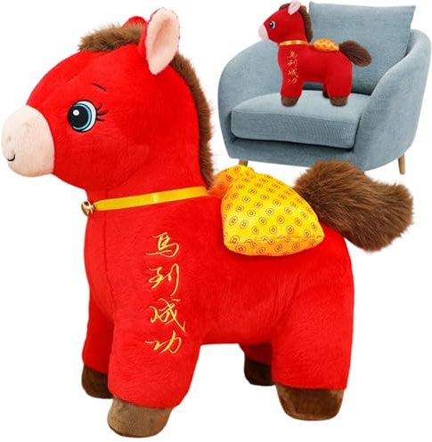 Plush Horse Cute Soft Toy Ornament Stuffed Mascot - Year Of The Horse Plush Figure, Adorable Doll, Lovely Festival Keepsake | For Home Shop Bedroom Party And Spring Celebration Gadget