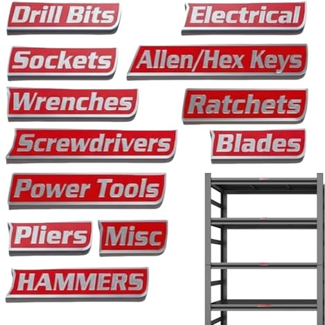 Magnetiska verktygslådeetiketter – 12 delar stark magnetisk 3D-tryckt, stålverktygslåda magnetisk etikett organisering, för garage, skåp, lådor, verkstad, hushållsmekaniker