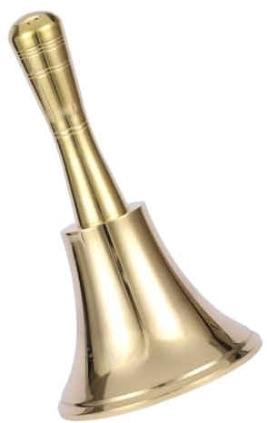 Parliky Cloche à Main en Laiton 15 Pouces Petite Taille Sonnette Rétro pour Service de Restaurant Bar et Hôtel Cloche Décorative Vintage pour Artisanat et Événements