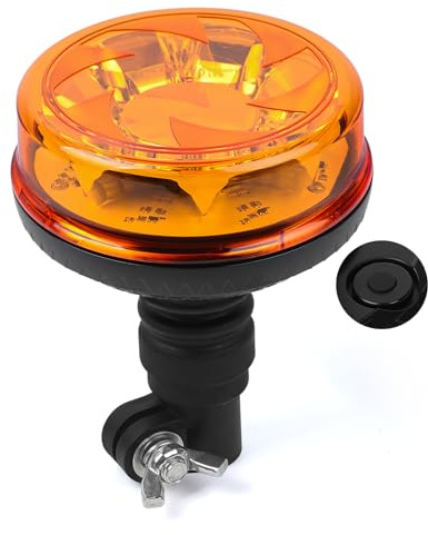 Qiping Rundumleuchte LED Amber Warnleuchte Mit Modus-Umschalttaste, 12V/24V Blinkleuchte mit 6 Modi Rotating Flash Beacon,16LED Rundumleuchte Flexible DIN für Gabelstapler Traktor Golfwagen ECE R65 E9