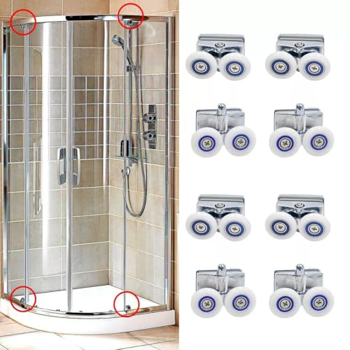 FACAIIO Lot de 8 roulettes de rechange pour porte de douche - 23 mm - Pour portes coulissantes plates et incurvées