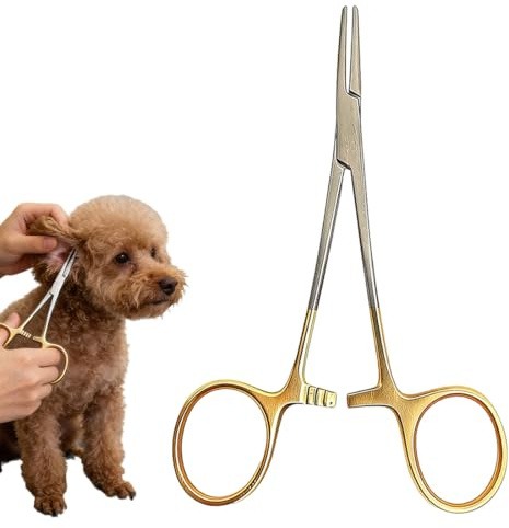 MWUMRCM Pince à épiler en Acier Inoxydable pour Animaux, 1 Pièce Piercing Hémostatique Clamper Oreille Infirmiere Accessoires, pour Animaux Chat Chiens