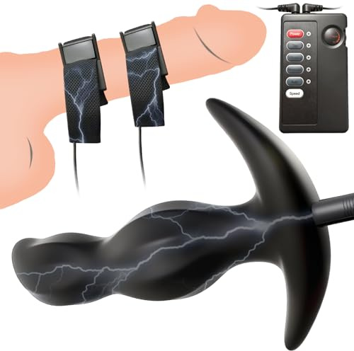 Electroshock Plug Anal Estimulación Eléctrica Anillos de Pene Estimulador de Próstata Hombre Dilatador Anal Electroestimulación Butt Plug Silicona con Anfitrión Mujeres Punto G Masajeador Bdsms