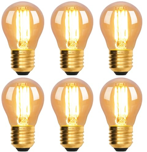 scicent 6 Pack E27 Edison Screw Bulb Dimmable, E27 LED Bulb, G45, 4W, 2700K, Amber Glass, Warm White Glow, Vintage Light Bulb, Screw in Light Bulb