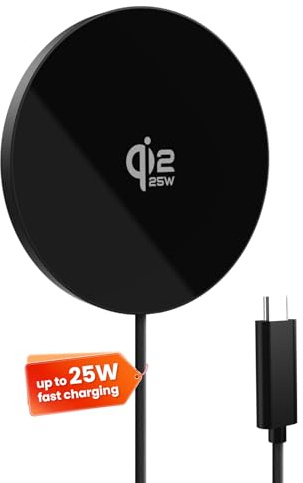 GEEKERA Qi2.2 25W Wireless Charger, Magnetic Power Profile Fast Charging Pad for iPhone 17/16/15/14/13/12, Ultra-Thin Flat Design – No Overheating, No Cable Clutter, Ideal for Gaming & Desk
