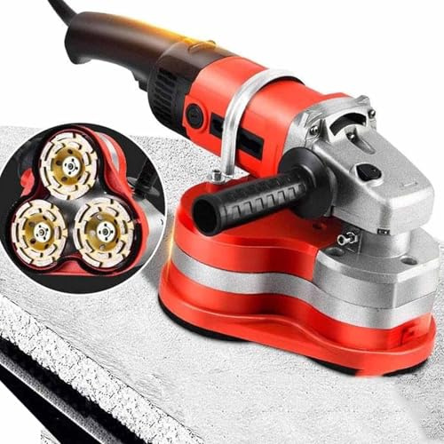 Concrete Floor Grinder, 2800W Portable Three-Head Polishing Machine with Telescopic Rod, Wall and Ground Sander for Cement Surface Finishing