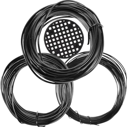 LALAFINA Alambres de Entrenamiento para Bonsáis Alambre de Soporte para Plantas en Macetas, Negro, Cobre y Plástico, en Rollo, Fácil de Guardar, para Bonsái y Plantas