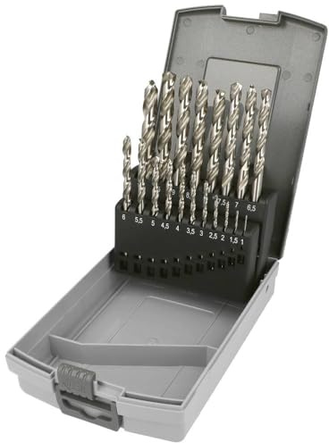Heller Tools HSS-Co Cobalt-Edelstahlbohrer DIN 338 RN, CYL, Satz 19-teilig Ø 1/1,5/2/2,5/3,8,5/9/9,5/10