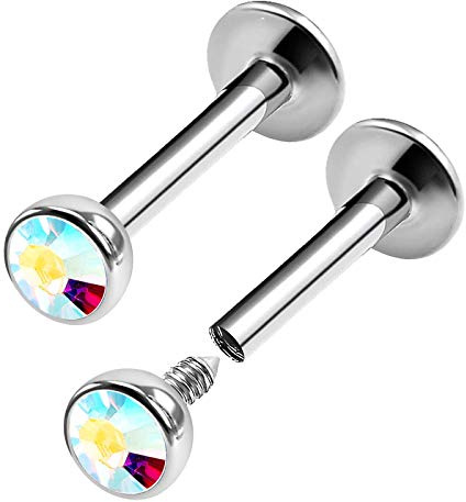 KJM FASHION 2 Stk Chirurgenstahl Lippe 1.2 mm 16gauge 8mm 5/16 Monroe Cartilage Lip Medusa Ohrringe Spiderbite Piercing Schmuck 0290