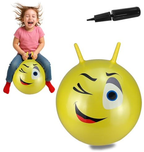 JAMARA 460459 Hüpfball Eye 550mm HoppyDoo - Spielzeug für Kinder, Hüpfspielzeug Baby Indoor/Outdoor, Geschenk für Kids, Gartenspielzeug, Bouncy, Pflegeleicht, BPA frei, mit Pumpe
