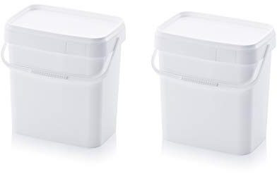 2X Eimer 10,3l rechteckig * 10l * lebensmittelecht stapelbar Kunststoffeimer 10 Liter weiß 10Liter