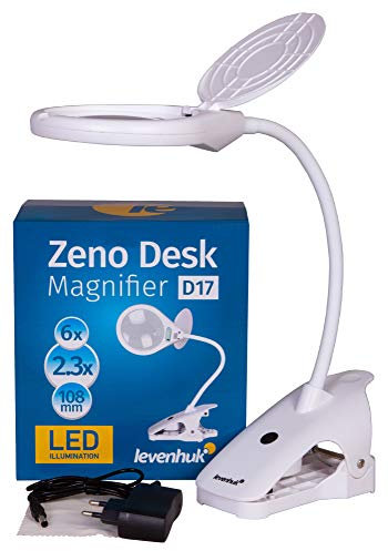 Levenhuk Zeno Desk D17 Lupe — LED-Lichtlupe mit Klemmhalterung zum Befestigen an Jeder Oberfläche