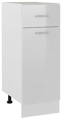 vidaXL Kitchen Cabinet Furniture Dining Room Equipment Storage Side Cabinet Cupboard Buffet Organiser Stand Sideboard High Gloss White Chipboard