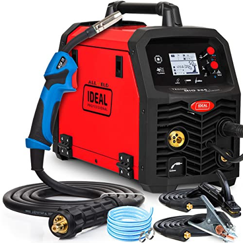 Ideal Tecno MIG 205 - Soldador por puntos de 200 A, soldadura con gas, Sinergia completa - MIG/MAG, TIG, MMA, Flux - Maquina de soldar inverter con IGBT