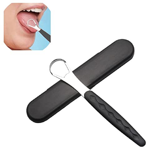 Tongue Scraper Cleaner for Adults & Kids, Stainless Steel Mental Tongue Scraper Reduce Bad Breath & Coating Tongue Cleaner Brush Set for Fresh Breath Metal Tongue Scrapers