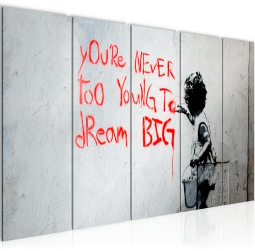 Runa Art Wandbild XXL Dream Big Loft Wohnzimmer 200 x 80 cm Schwarz Weiss 5 Teilig - Made in Germany - 040655b