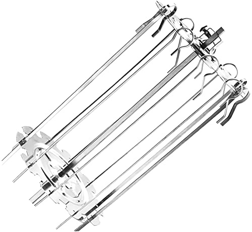 Spett hyllset rostfritt stål spett nålbur kebab-tillverkare grill roterande köttgafflar grillbur kit BBQ grill bur rotering för kök utomhusverktyg (25 cm)