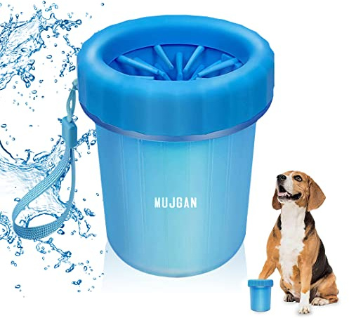MUJGAN Paw Cleaner Cup with Silicone Brush Silicone Pet Cleaning Brush Cup, Dog Paw Cleaner, Portable Pet Paw Cleaner, Best for Paw Cleaners. MUJGAN Dog Paw Cup,Dog's Paw Washer (Blue)