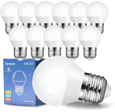 Lampadina LED E27 G45 6W,Luce Calda 3000K Lampadine Equivalenti a 40W 550lm | Attacco Grande Bulbo Piccolo Base Classic Bulbo risparmio energetico,Non Dimmeriabile Nessun Sfarfallio Lampada Pacco da 12