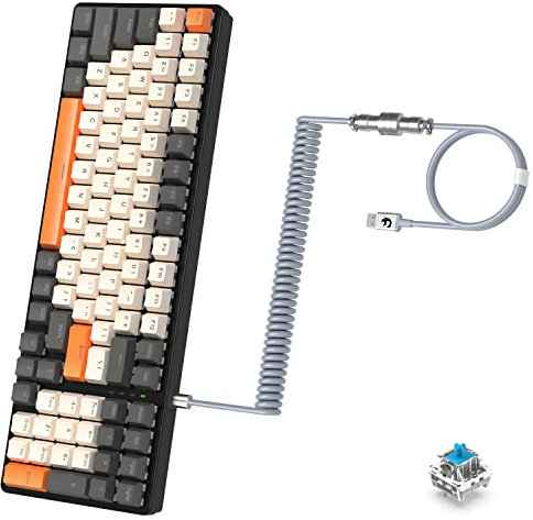 K3 Pro Clavier mécanique filaire compact 98 touches RGB lumineux LED Interrupteur linéaire optique à clic + câble Type-C vers USB-A spiralé, câble à ressort en TPU connecteur aviation en métal