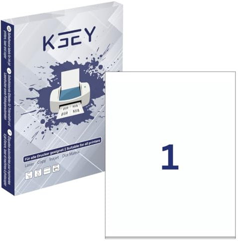 210x297mm Etiketten selbstklebend, 100 Blatt, weiß, bedruckbar, Universal Klebeetiketten, DIN A4