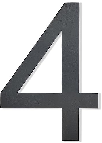 Hopelit Hausnummer, Anthrazit RAL 7016 Feinstruktur Pulverbeschichtet, Edelstahl, 20cm - Schrift Arial - Ziffer 4