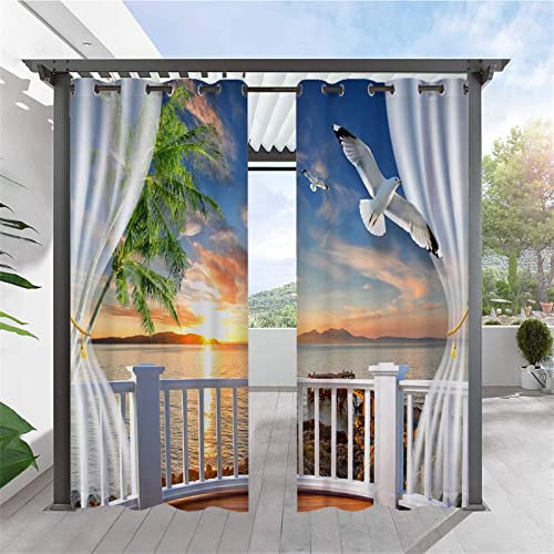 Heavyoff Outdoor Vorhänge Wasserdicht, Wetterfest Sichtschutz Terrasse Sonnenschutz für Balkon Veranda Pergola Gartenlaube 2 Stück, Stil 16, 117x160cm