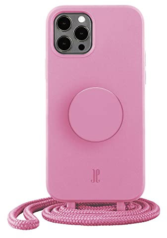 PopSockets x Just Elegance iPhone Hülle - Necklace Case - Handyhülle kompatibel mit iPhone 12 Pro Max 6,7 - iPhone Schutzhülle mit Abnehmbarer Kordel und Fingerhalter I Pastel Pink