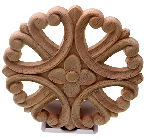 Panneaux De Bois Décoratifs, Appliques En Bois, Applique Sculptée En Bois Ronde Onlay Applique En Bois Sculpture Sur Bois Décalque Meubles Mur Coin Vintage Décor À La Maison for Armoires Fenêtres Miro
