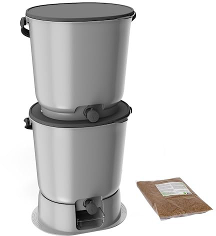 Natursache I Effektiver Biomülleimer für die Küche | Bokashi Eimer Starterset & fermentierende Mikroorganismen | Geruchlos & nachhaltig | Fermentieren leicht gemacht (antrazith)