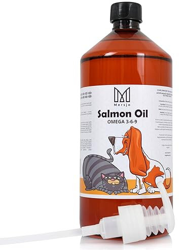 MERSJO Lachsöl für Hunde und Katzen 1000ml - Reich an Nährstoffen und Omega 3, Unterstützt das Immunsystem - Katzen Zubehör, Lachsöl Hunde, Anti-Allergisch, Ernährungsanreicherung