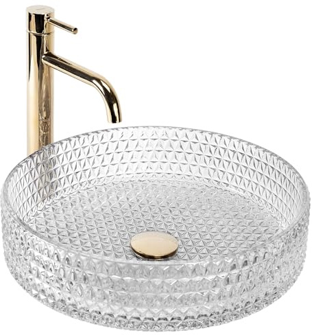 Rea Vasque à poser Cristal Transparent 39 Lavabo Salle de Bain 390 x 390 x 110 mm en Verre (transparent)