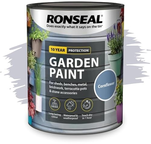 SAVING HUB Fence Paint Garden Shed Paint 750ml - Exterior Wood Paints Tin Waterproof, Weatherproof Paints - For Benches, Metal, Brickwork, Terracotta Pots, Stones Tin (Cornflower)