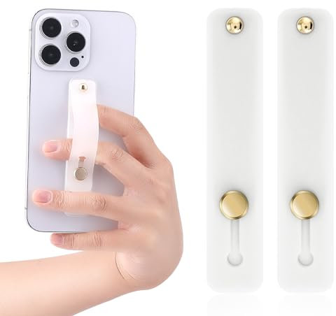 WLLHYF 2 PCS Phone Strap - Cell Phone Grip Holder with Silicone Kickstand for Most Smartphones (White)