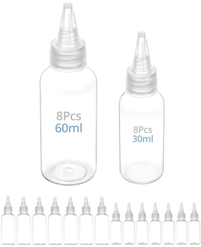 QWORK® 16pcs flacons distributeurs à presser en plastique, 30 ml/60 ml, petits flacons distributeurs, flacon à presser avec buse pour divers liquides