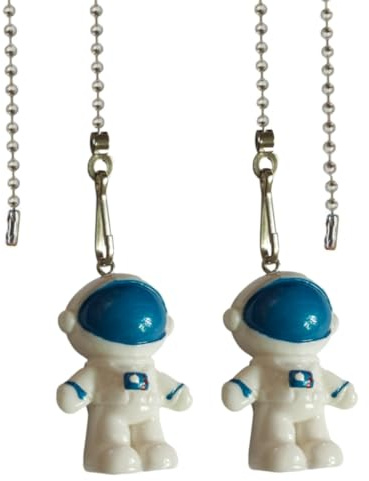 QLXHBOT Pull Chain 12 inch Mini Blue Spaceman Charm Pendant Ceiling Fan Danglers Fan Pulls Extender with Ball Connector-2Pcs